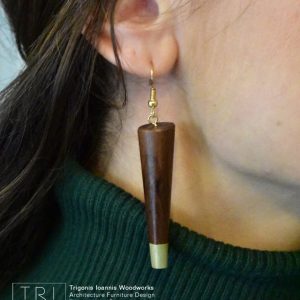 Teak and brass Wooden Earrings