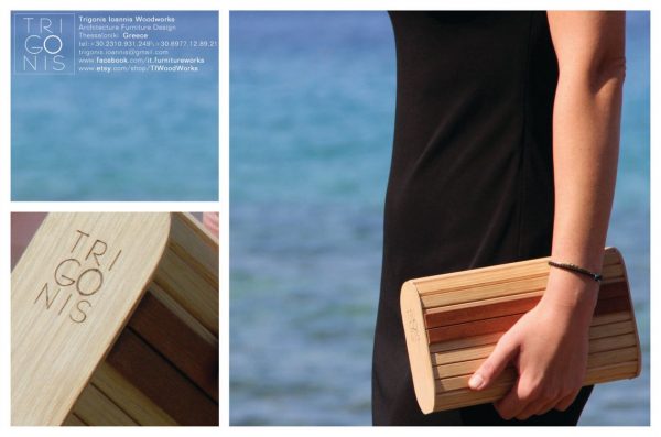 Wooden clutch with mahogany endings